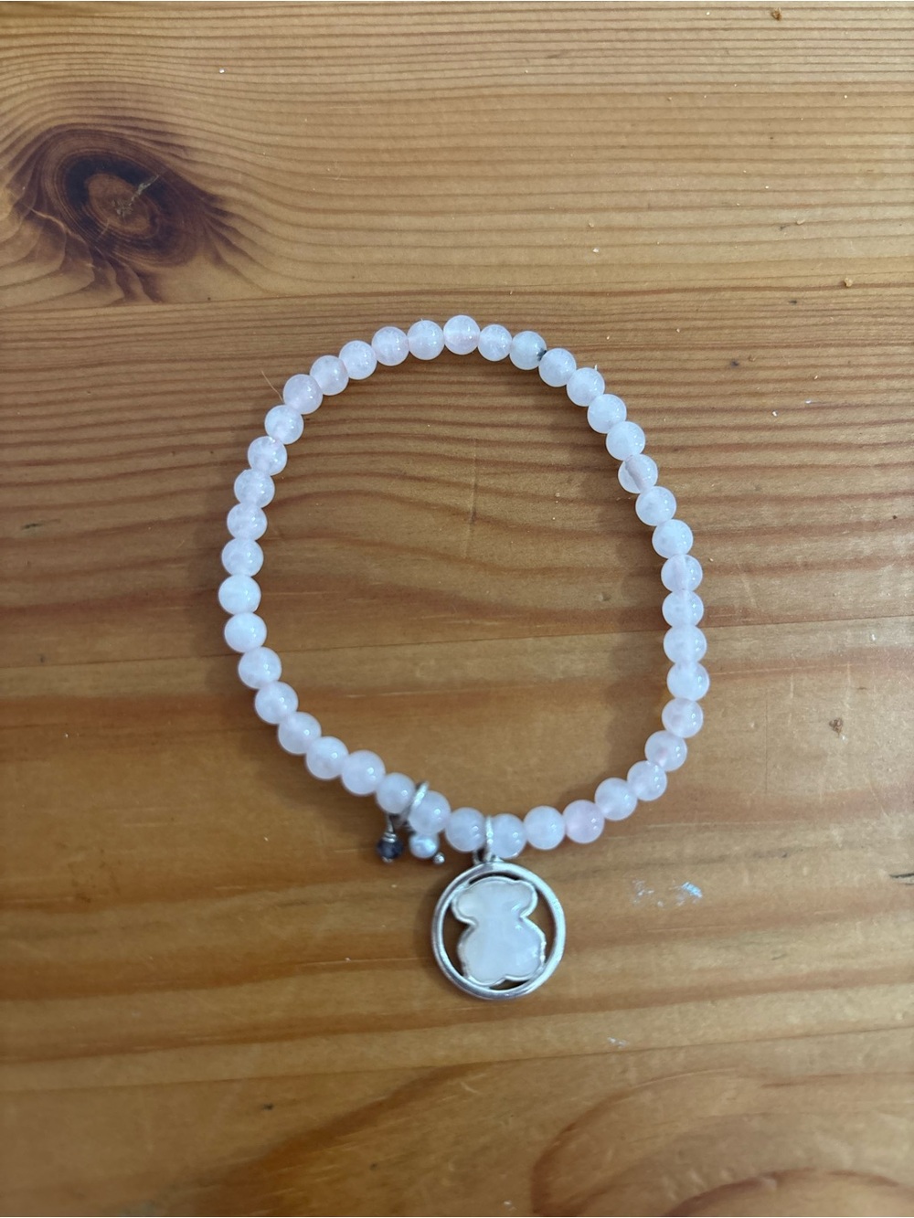 Tous Pink Beaded Charm Bracelet with Bear Pendant